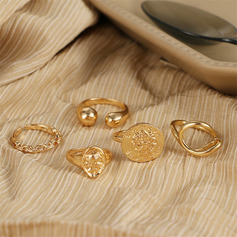 Fashion Personality Geometric Gold Ring Set