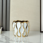 Simple Modern Black And White Gold Plated Ceramic Vase