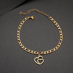 Stainless Steel Double Heart Charm Gold Chain Bracelet