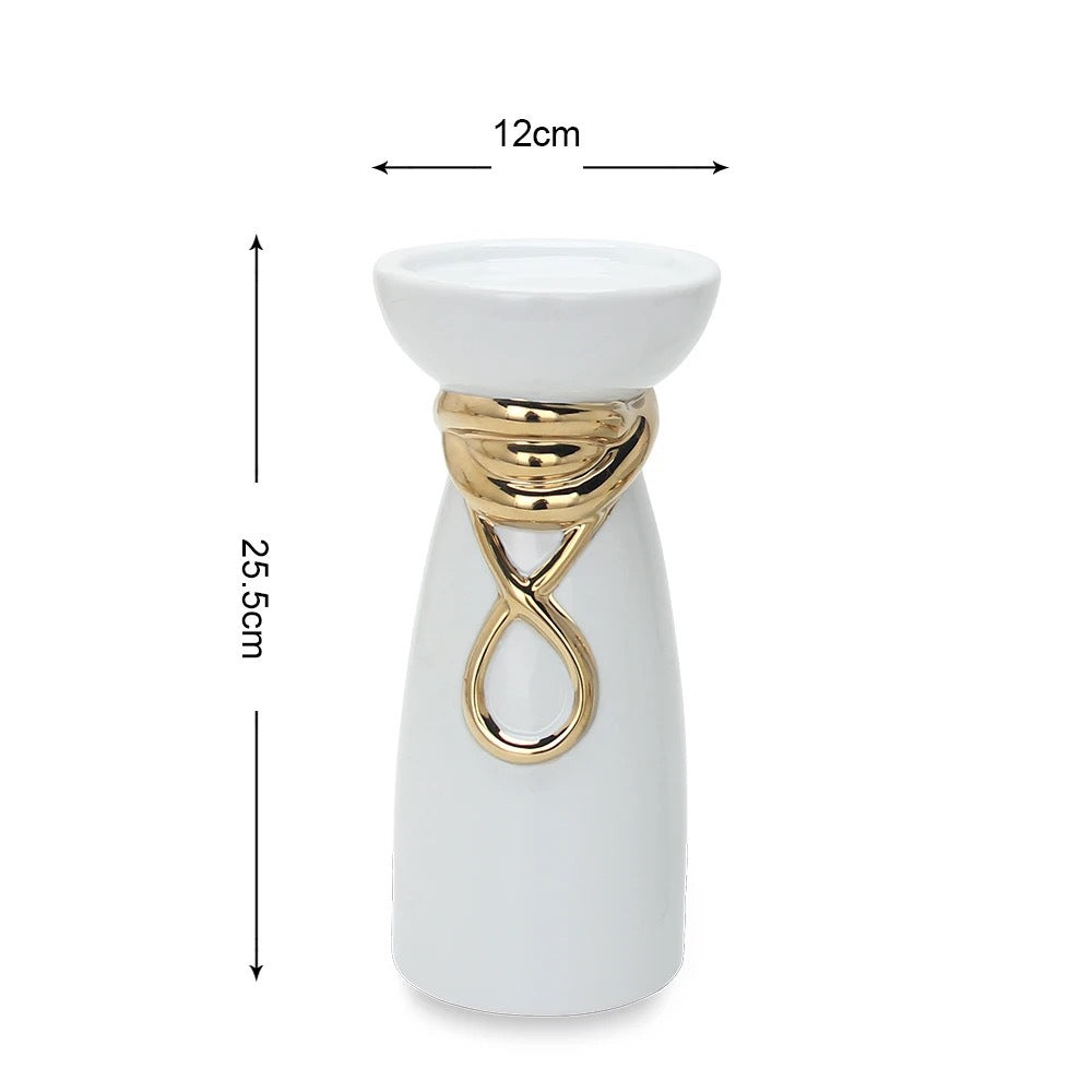 Modern Light Luxury Electroplating Candle Holder Ceramic Crafts Ornaments