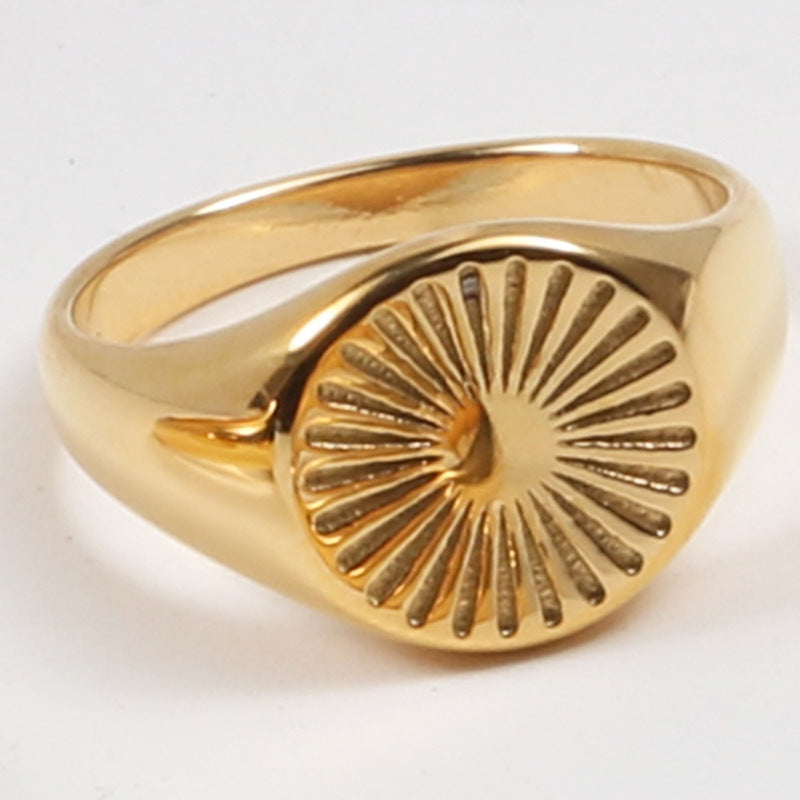 Signet Ring Titanium Steel Plated 18K Gold