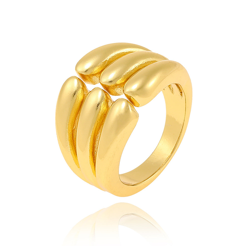 Personality Geometry Little Finger Copper Plating 18K Gold Can Be Adjustable Ring