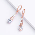Rose Gold Drop Earrings Copper Zircon