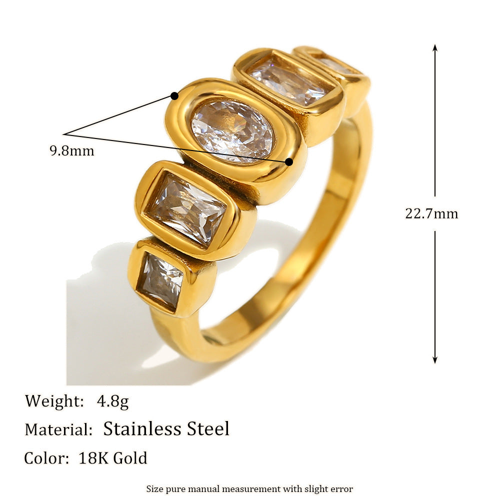 Stainless Steel 18K Gold Plating Bread Love Beating Pattern Signet Ring