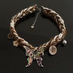 Maillard Wool Choker Butterfly Button Necklace