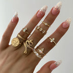Alloy animal zodiac diamond gold ring set