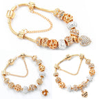 Gold Snake Chain Crystal Heart Bracelet