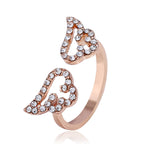 Adjustable Angel Wings Ring Micro Pave Zircon Gold-Color Rings