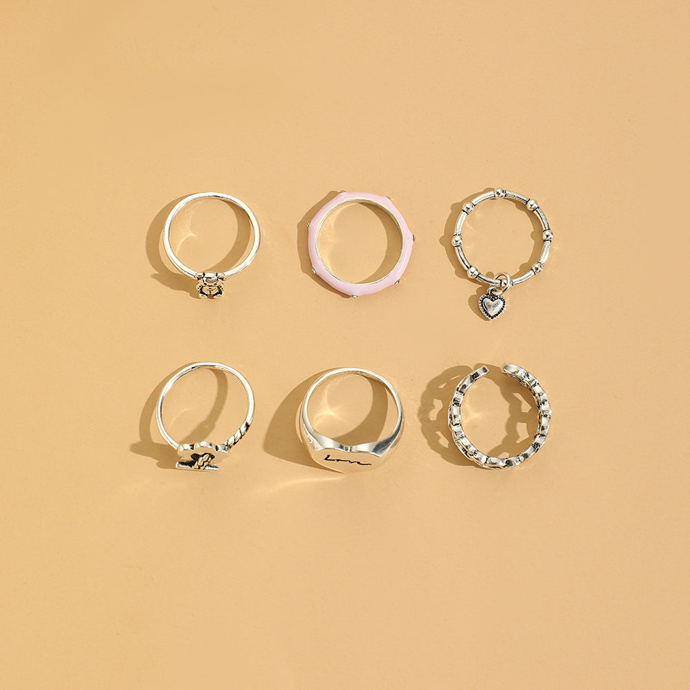 Creative Flower Chain Letter Love Ring