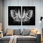 Black And Gold Angel Fine Wing Canvas Painting Wall Art Poster