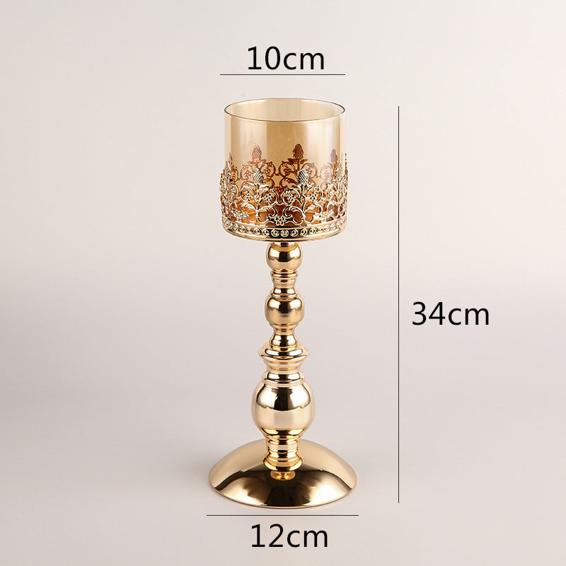 Crystal Candle Holder Creative Decoration Restaurant Metal Glass