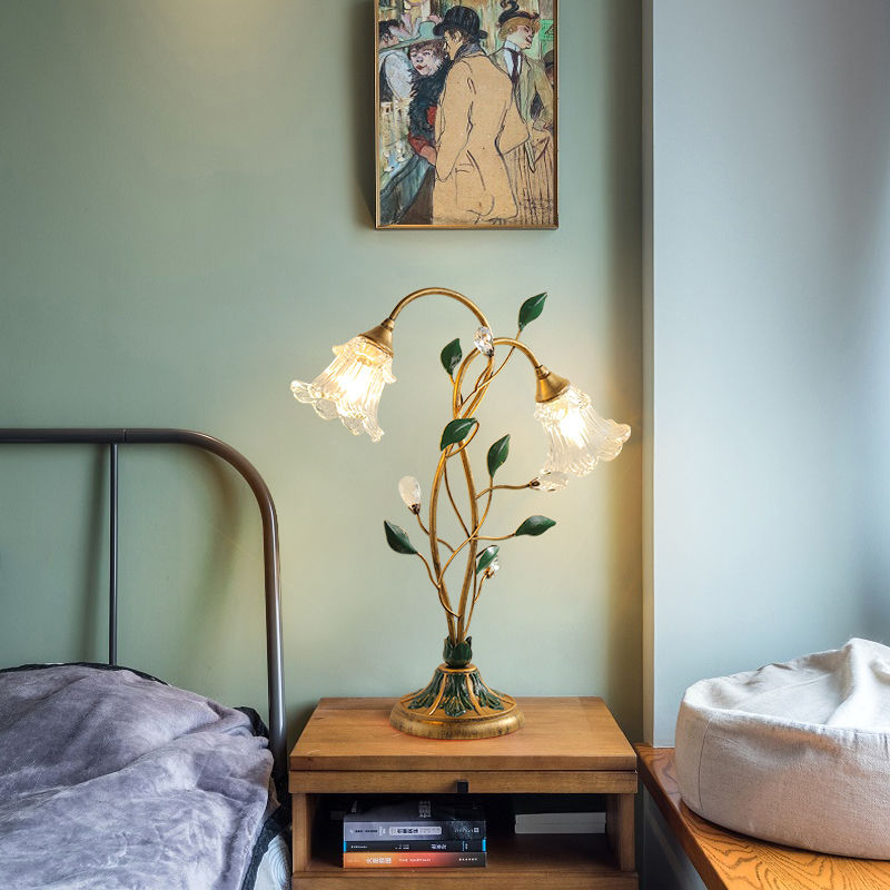 American Style Desk Lamp Bedroom Bedside Lamp Retro Living Room Creative Flower Decoration