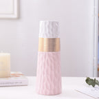 Nordic gold, white, black, pink and gray two-tone ceramic vase