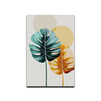 Simple Green Tropical Plant Gold Green Leaf Wall Art Oil Painting