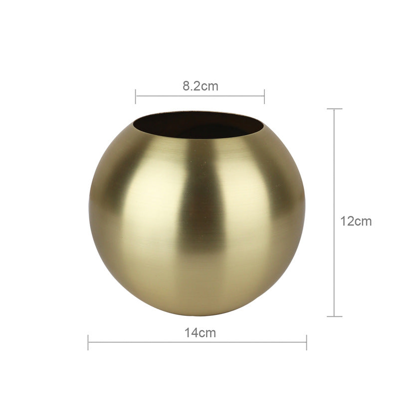 Stainless Steel Vase With Cross Metal Gold Ball