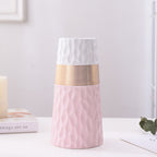 Nordic gold, white, black, pink and gray two-tone ceramic vase