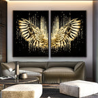 Black And Gold Angel Fine Wing Canvas Painting Wall Art Poster