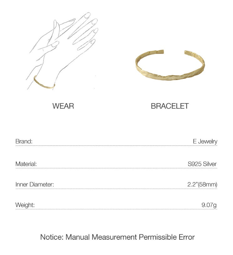 Irregular gold foil bangle bracelet
