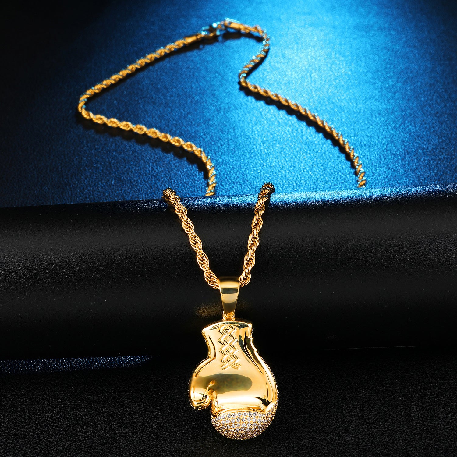 Zircon gold boxing gloves Pendant Necklace
