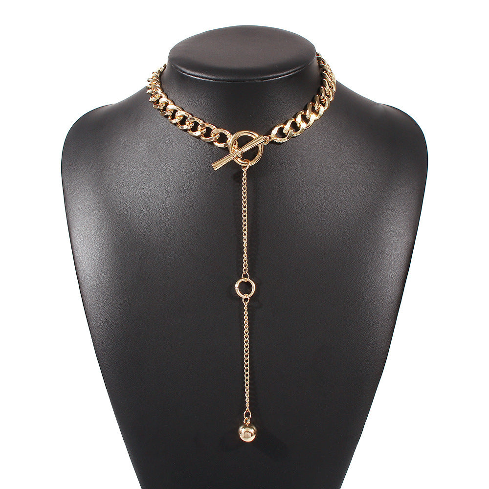 Gold long pendant necklace