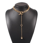 Gold long pendant necklace