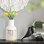 Gold-Plated Ceramic Vase Ornaments Golden Stripes Green Plant Hydroponic Flower Device