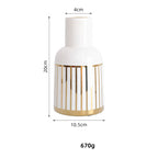 Gold-Plated Ceramic Vase Ornaments Golden Stripes Green Plant Hydroponic Flower Device