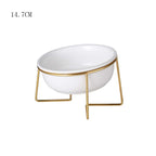 Creative Household Ceramic Pet Bowl With Gold Frame