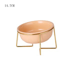 Creative Household Ceramic Pet Bowl With Gold Frame