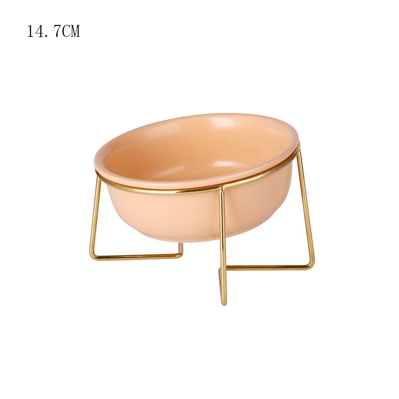 Creative Household Ceramic Pet Bowl With Gold Frame