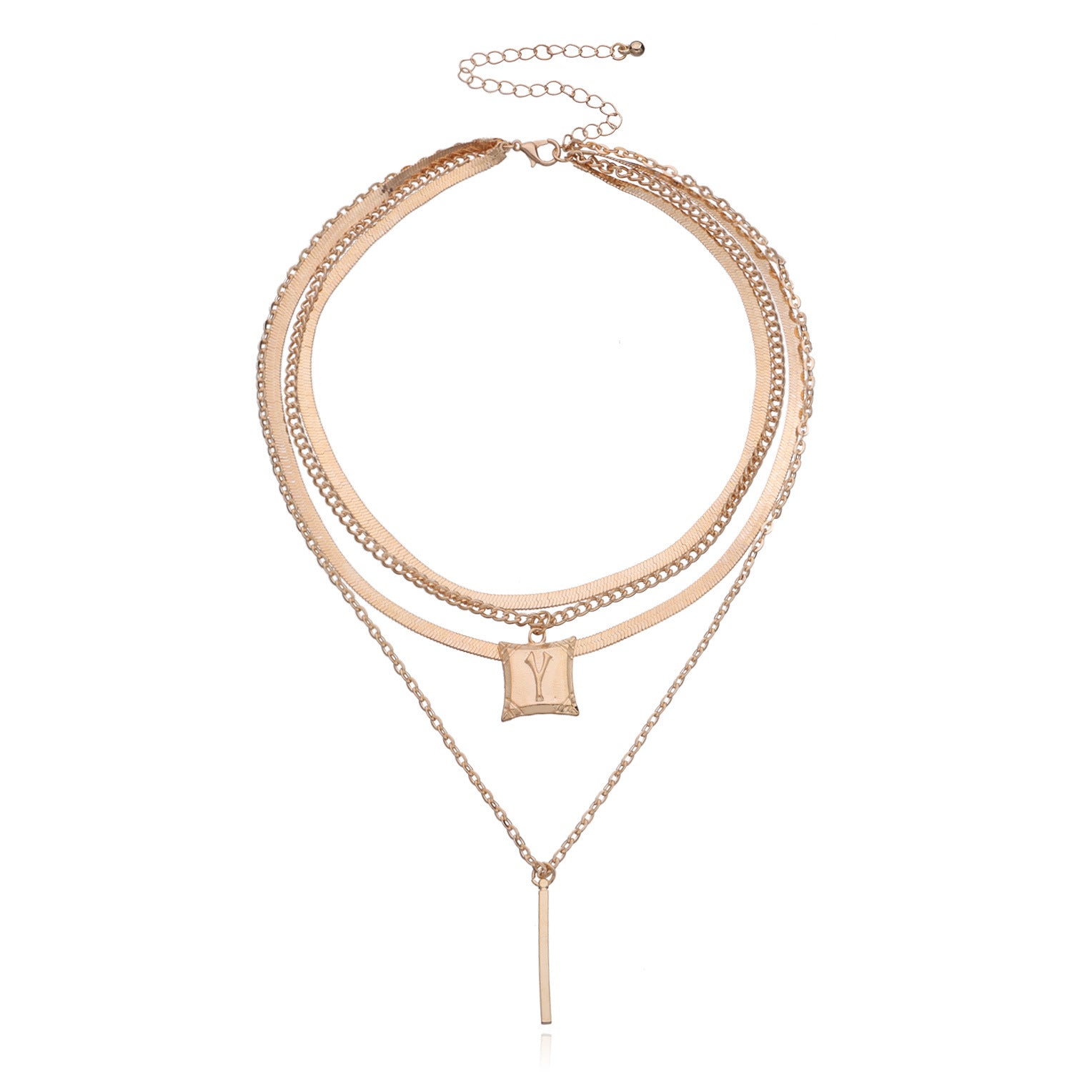 Vintage Bohemia Gold Coin letter Layered Chain Necklace For Women Shell Pearl Moon Long