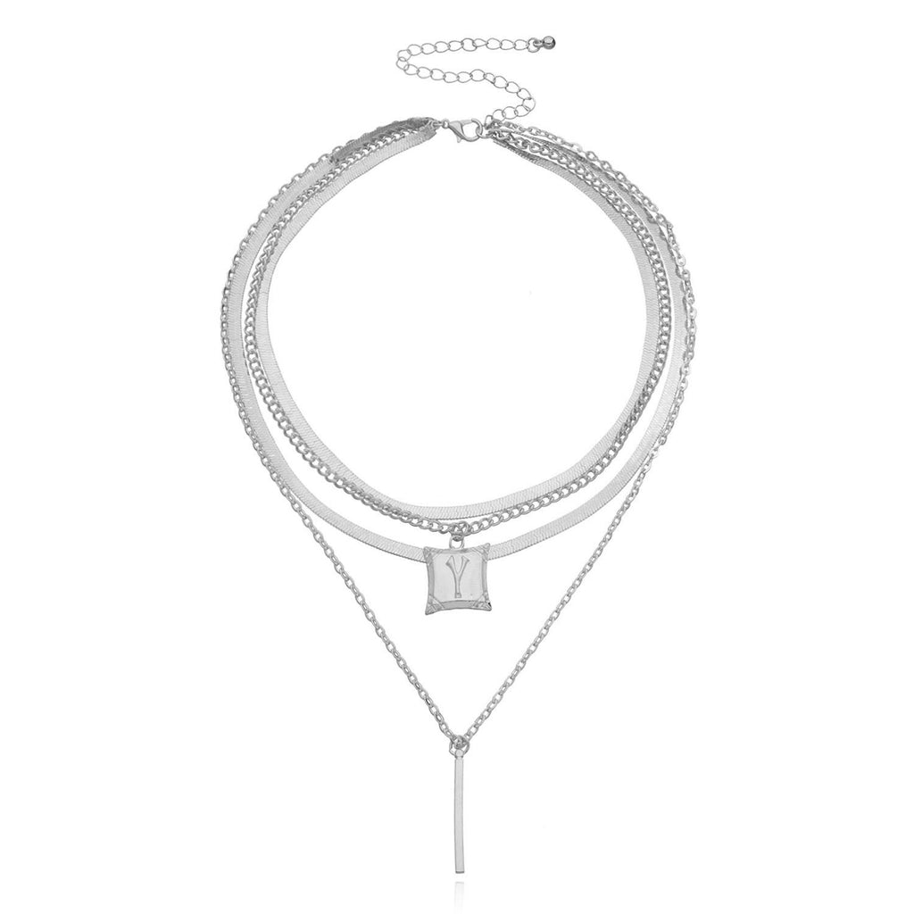 Vintage Bohemia Gold Coin letter Layered Chain Necklace For Women Shell Pearl Moon Long