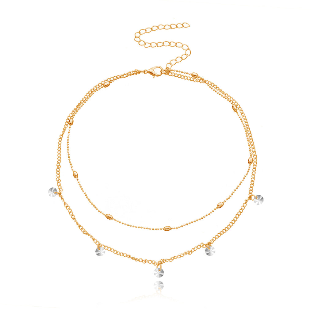 Vintage Bohemia Gold Coin letter Layered Chain Necklace For Women Shell Pearl Moon Long