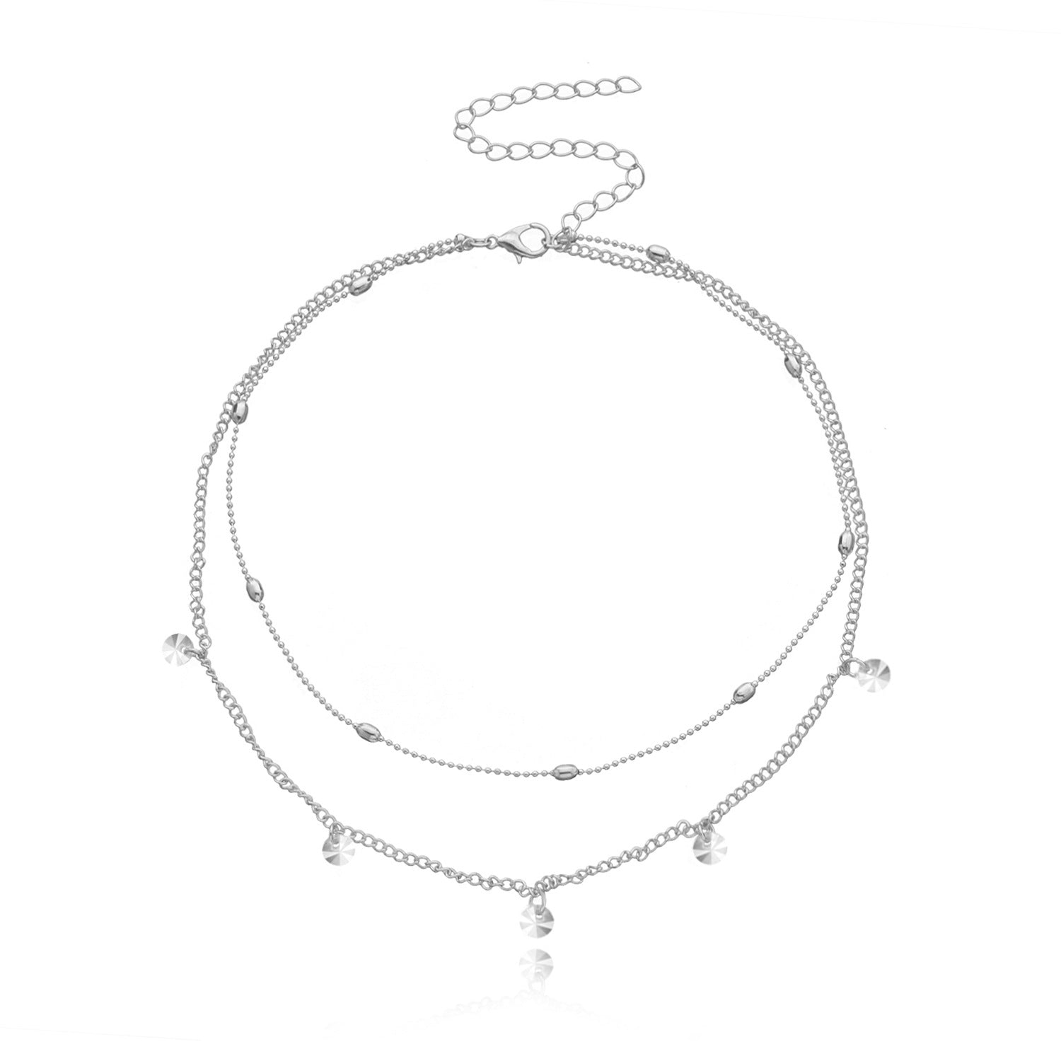 Vintage Bohemia Gold Coin letter Layered Chain Necklace For Women Shell Pearl Moon Long