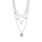 Vintage Bohemia Gold Coin letter Layered Chain Necklace For Women Shell Pearl Moon Long