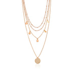 Vintage Bohemia Gold Coin letter Layered Chain Necklace For Women Shell Pearl Moon Long