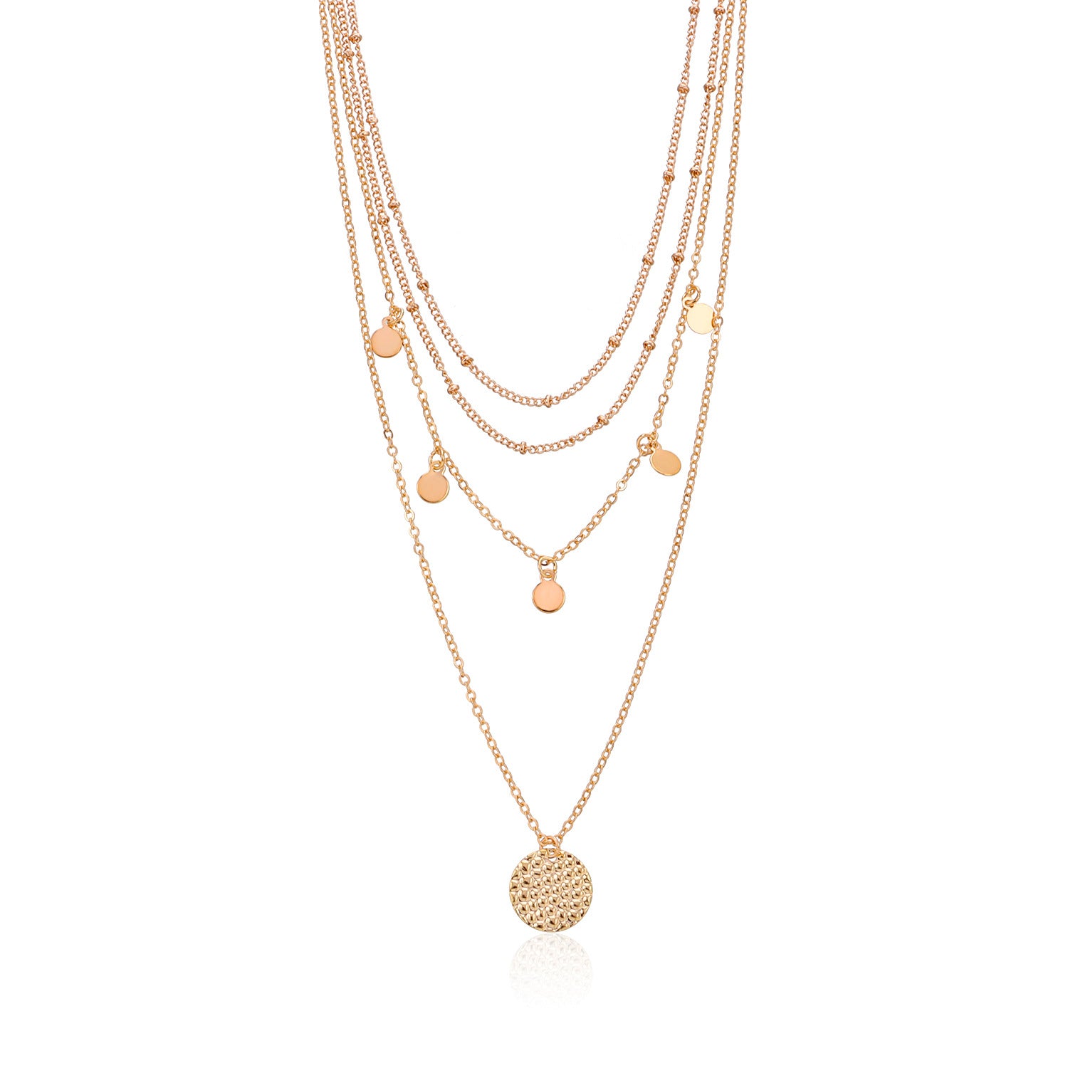 Vintage Bohemia Gold Coin letter Layered Chain Necklace For Women Shell Pearl Moon Long