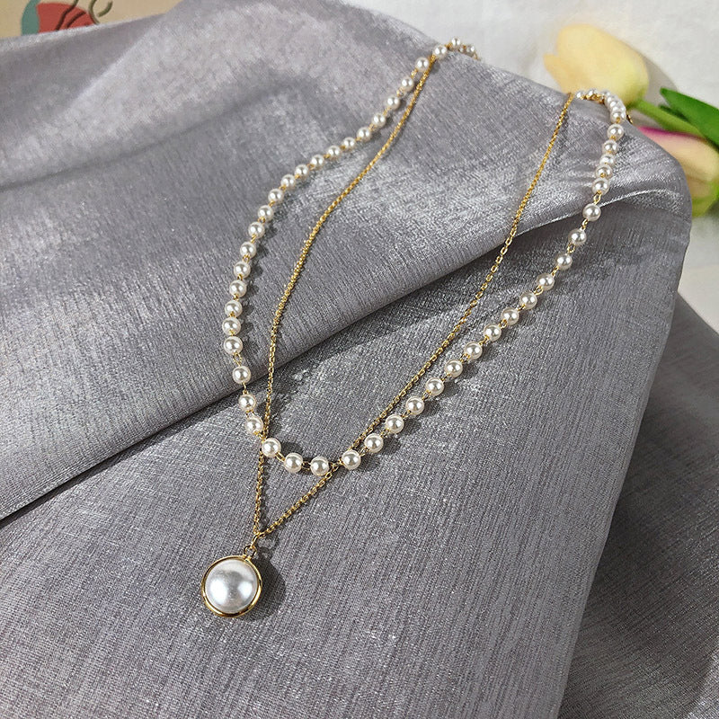 Vintage Bohemia Gold Coin letter Layered Chain Necklace For Women Shell Pearl Moon Long