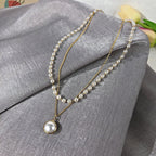 Vintage Bohemia Gold Coin letter Layered Chain Necklace For Women Shell Pearl Moon Long