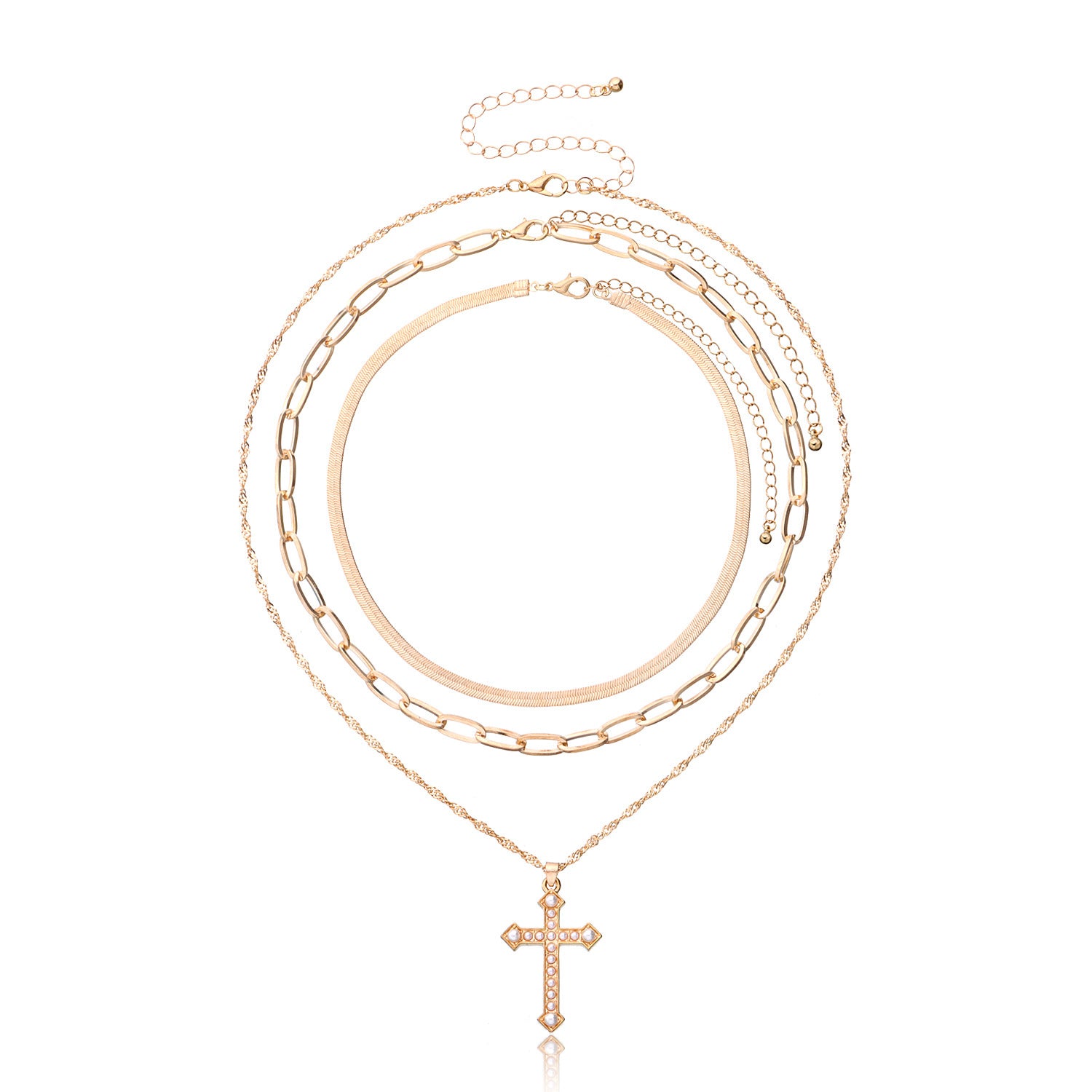 Vintage Bohemia Gold Coin letter Layered Chain Necklace For Women Shell Pearl Moon Long