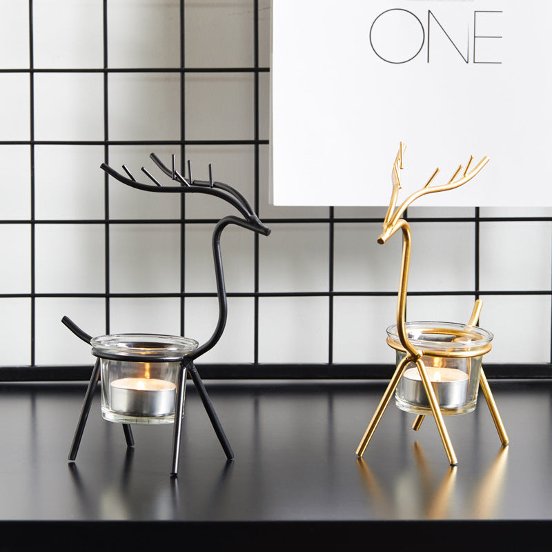 Creative Nordic Style Wrought Iron Elk Candle Holder