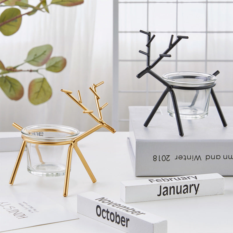 Creative Nordic Style Wrought Iron Elk Candle Holder