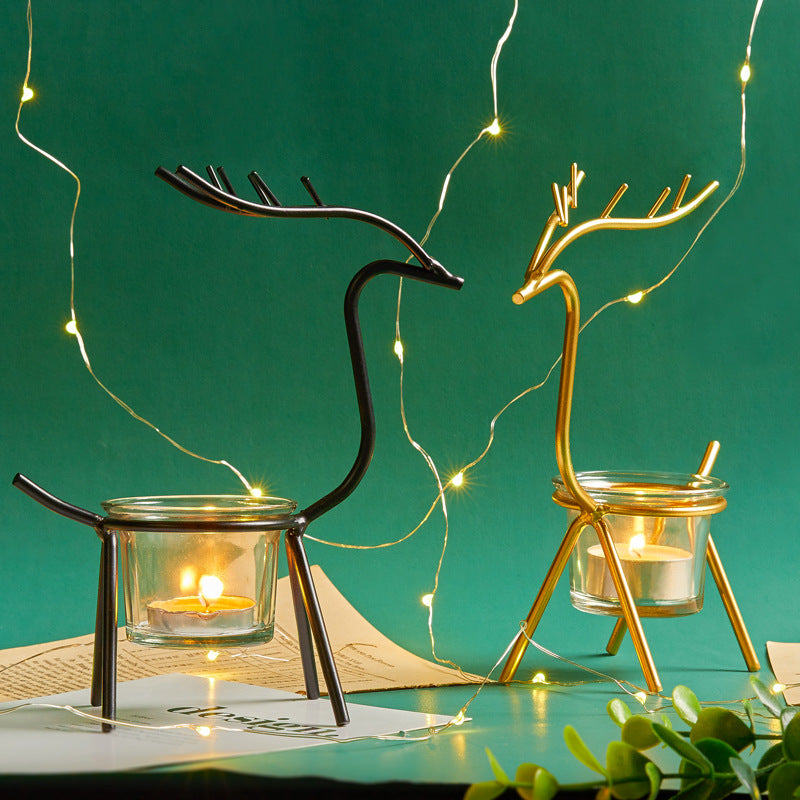 Creative Nordic Style Wrought Iron Elk Candle Holder