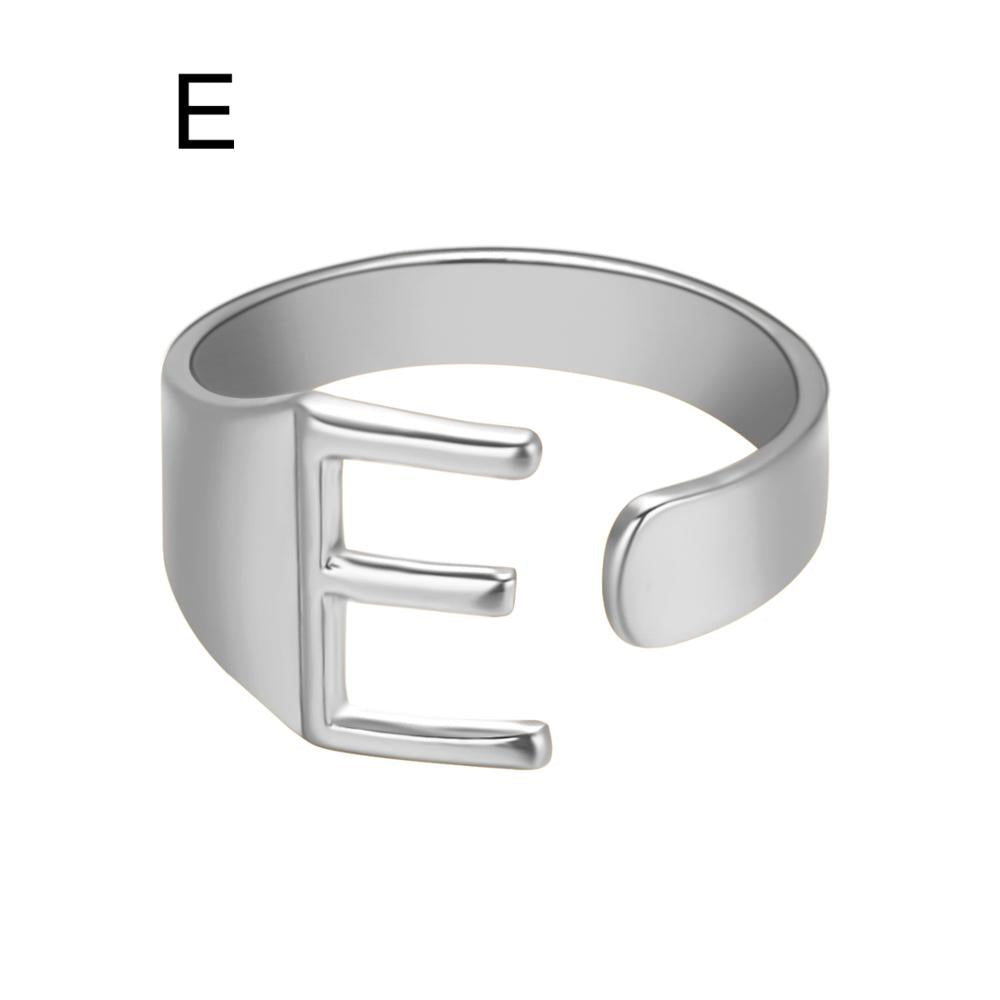 European And American A-Z Letter Ring Gold Metal Adjustable Open Ring Initials Name Letter Female Factory Direct Sales