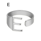European And American A-Z Letter Ring Gold Metal Adjustable Open Ring Initials Name Letter Female Factory Direct Sales