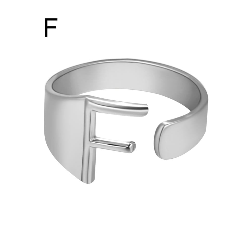 European And American A-Z Letter Ring Gold Metal Adjustable Open Ring Initials Name Letter Female Factory Direct Sales