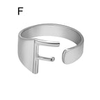European And American A-Z Letter Ring Gold Metal Adjustable Open Ring Initials Name Letter Female Factory Direct Sales