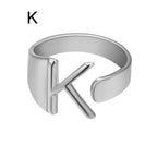 European And American A-Z Letter Ring Gold Metal Adjustable Open Ring Initials Name Letter Female Factory Direct Sales