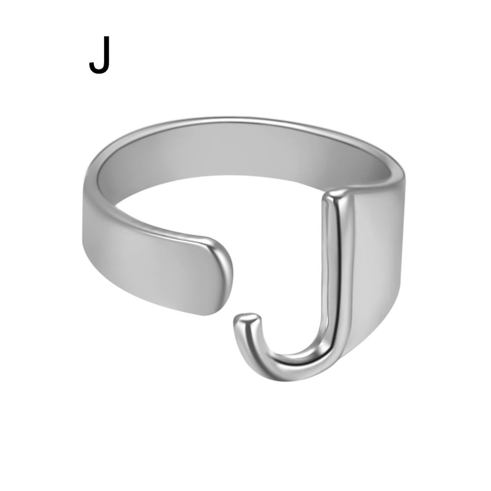 European And American A-Z Letter Ring Gold Metal Adjustable Open Ring Initials Name Letter Female Factory Direct Sales
