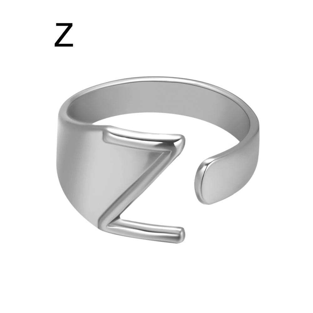 European And American A-Z Letter Ring Gold Metal Adjustable Open Ring Initials Name Letter Female Factory Direct Sales